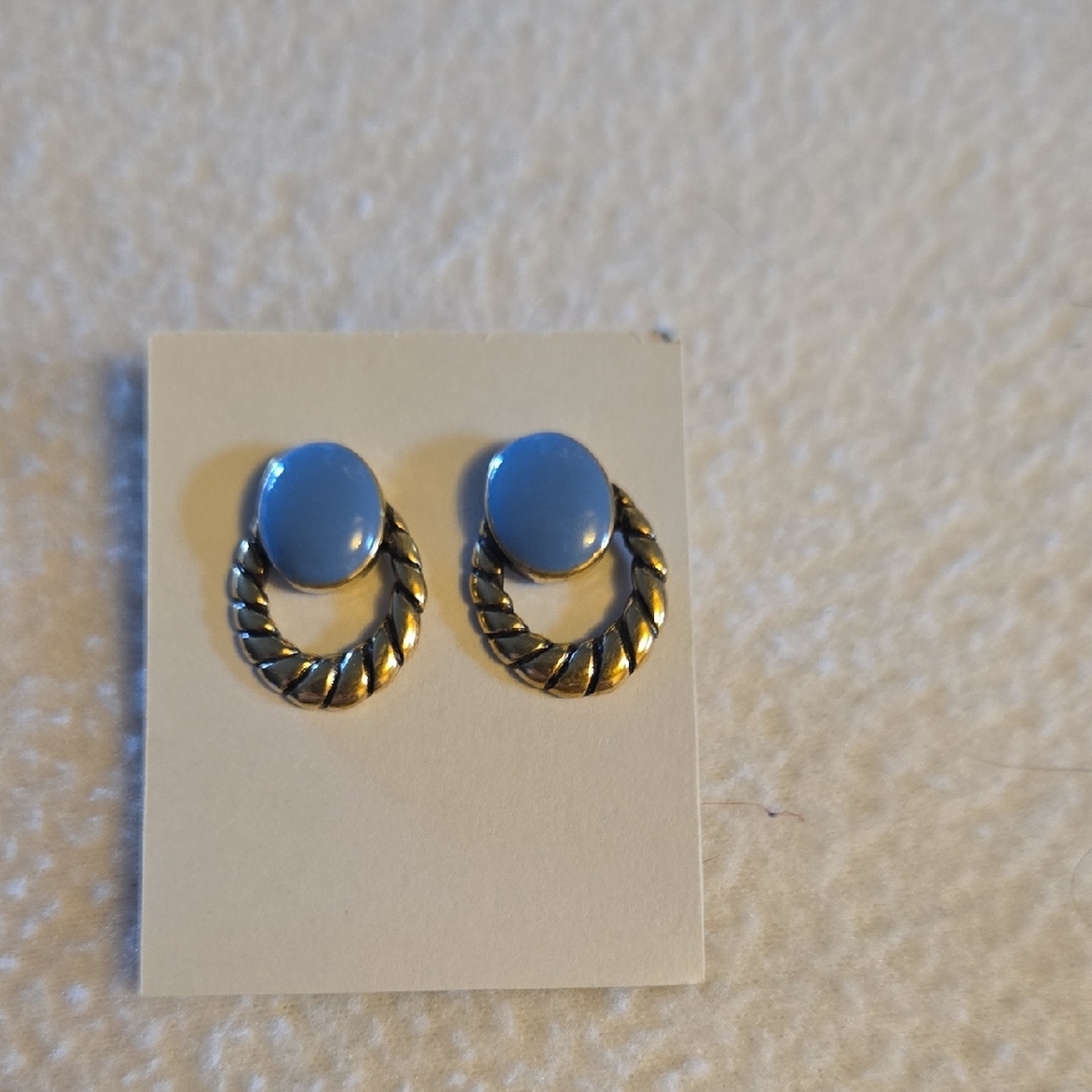 Elegant Blue and Gold Door Knocker Earrings
